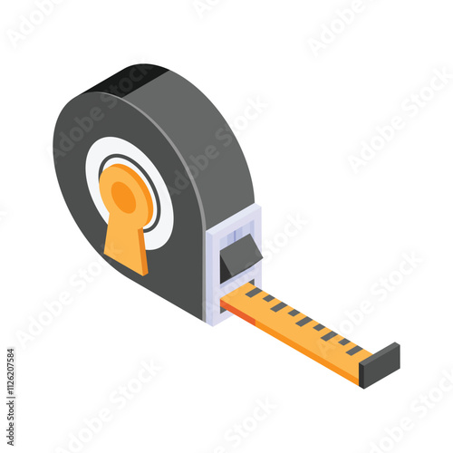Measurement tape, accurate measurement, measuring tape in isometric style