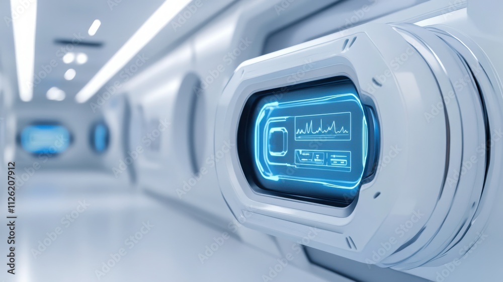 a 3D visualization of a futuristic medical device in a sterile lab environment a 3D visualization of a futuristic medical device in a sterile lab environment