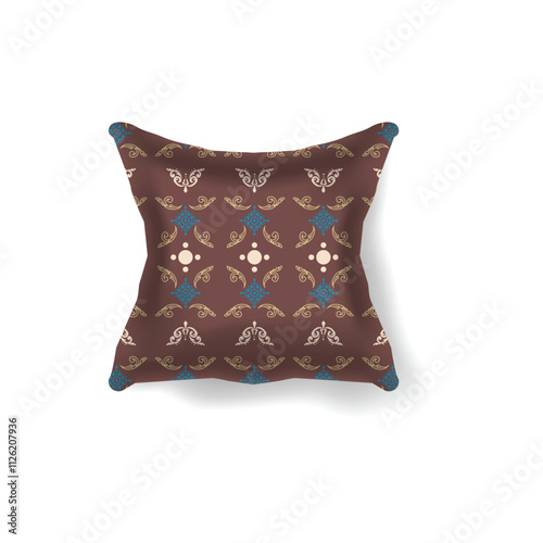 3d pillow vintage traditional batik pattern vector