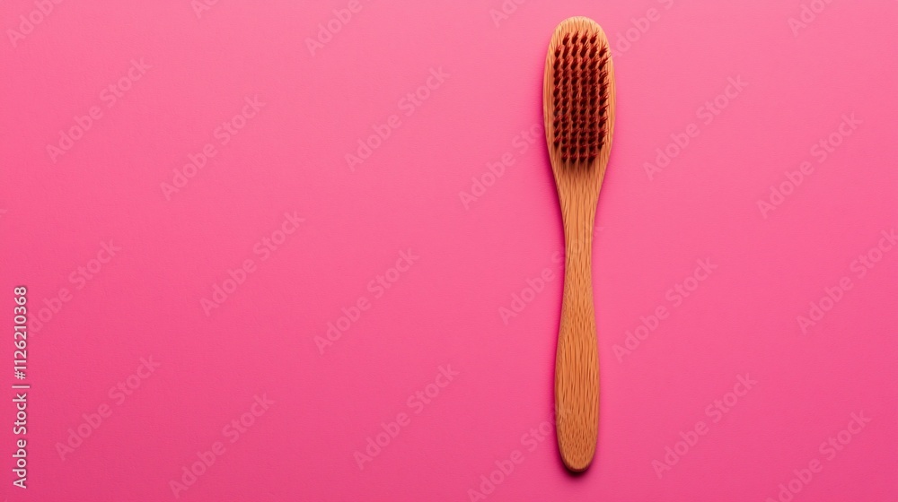 Wooden toothbrush on pink background. Wooden toothbrush on pink background.