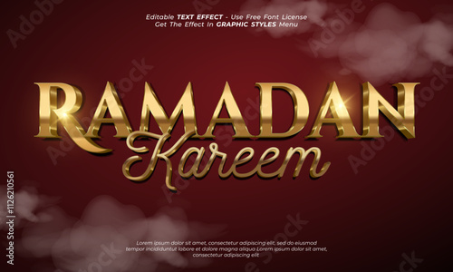 Luxury gold ramadan kareem editable text effect template photo