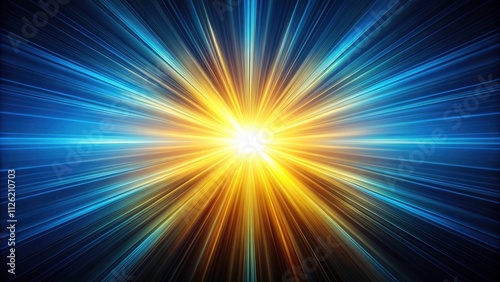 Abstract Blue Ray Background, Yellow Light Spot, Dark, Artistic, Digital Art, Wallpaper, Design