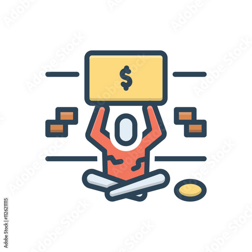 Color illustration icon for hungry money