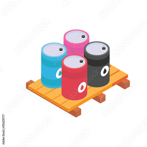 A set of barrels on a pallet for material storage