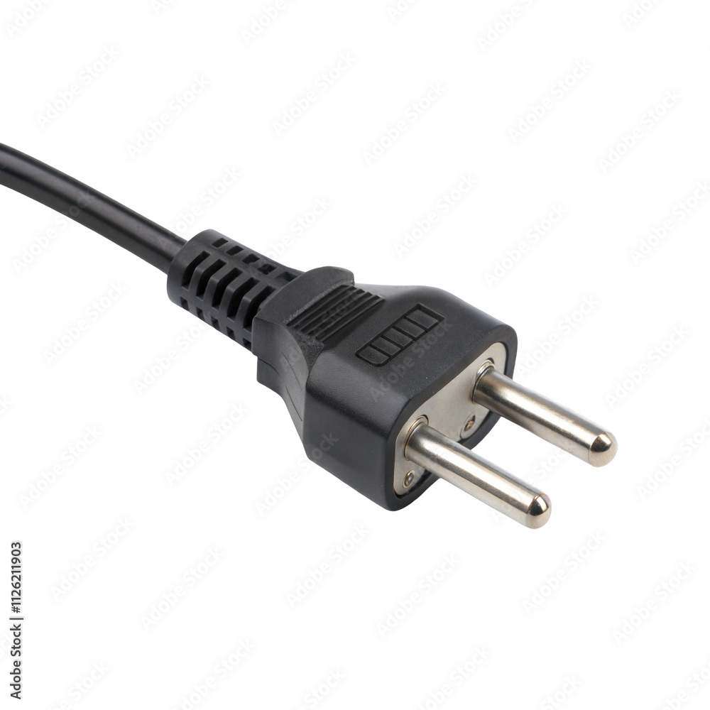 Electric plug with two pins on a transparent or white isolated background. Electric plug with two pins on a transparent or white isolated background.