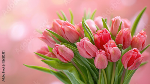 Close-up of a bouquet of pink tulips.