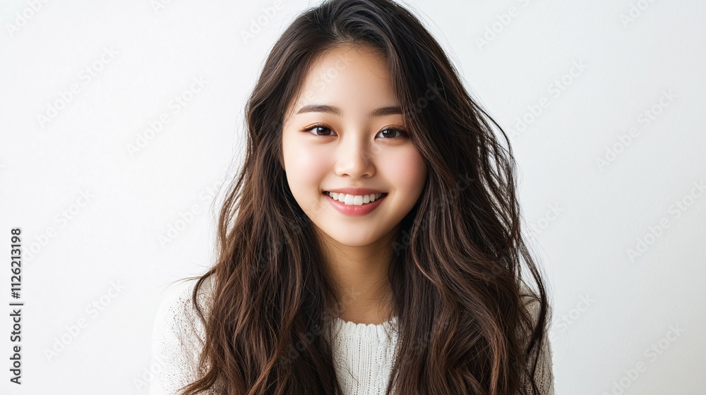 Young Woman Smiling With Long Brown Hair Young Woman Smiling With Long Brown Hair