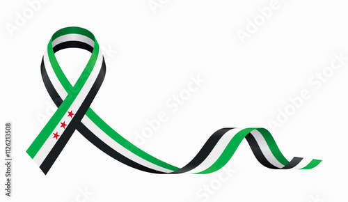 Syrian flag stripe ribbon wavy background layout. Vector illustration.