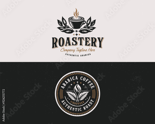 Set vintage Arabica Coffee Barista logo template for food and beverages business company