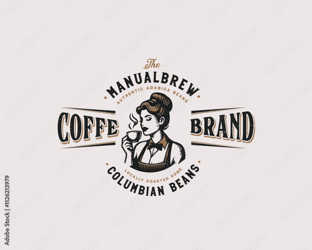 Fototapeta premium Set vintage Arabica Coffee Barista logo template for food and beverages business company