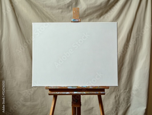 blank canvas on easel ready for creativity photo