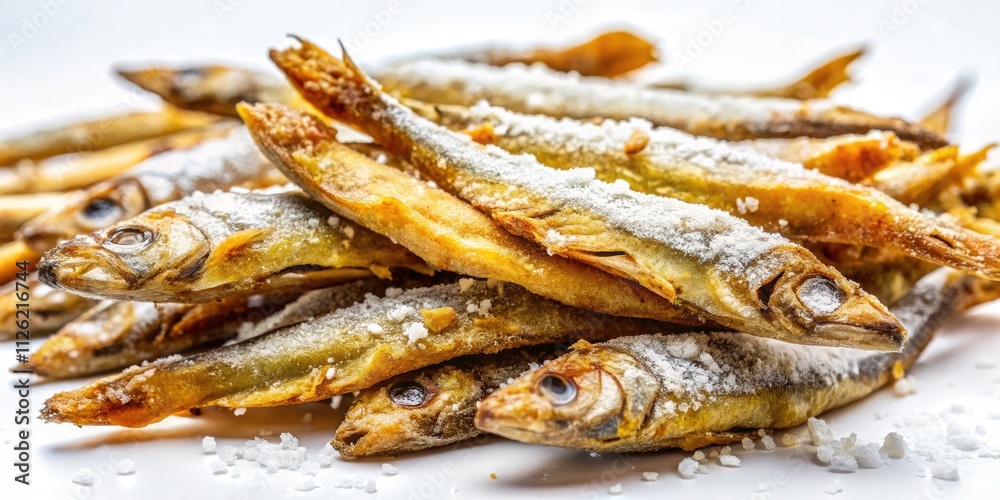 Crispy Fried Anchovy Bones, White Background, Food Photography, Stock Image, Recipe, Culinary, Seafood, Fish Bone, Olive Oil, Flour, Delicious, Crunchy, Snack Crispy Fried Anchovy Bones, White Background, Food Photography, Stock Image, Recipe, Culinary, Seafood, Fish Bone, Olive Oil, Flour, Delicious, Crunchy, Snack