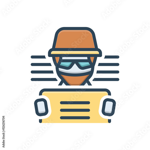 Color illustration icon for crime