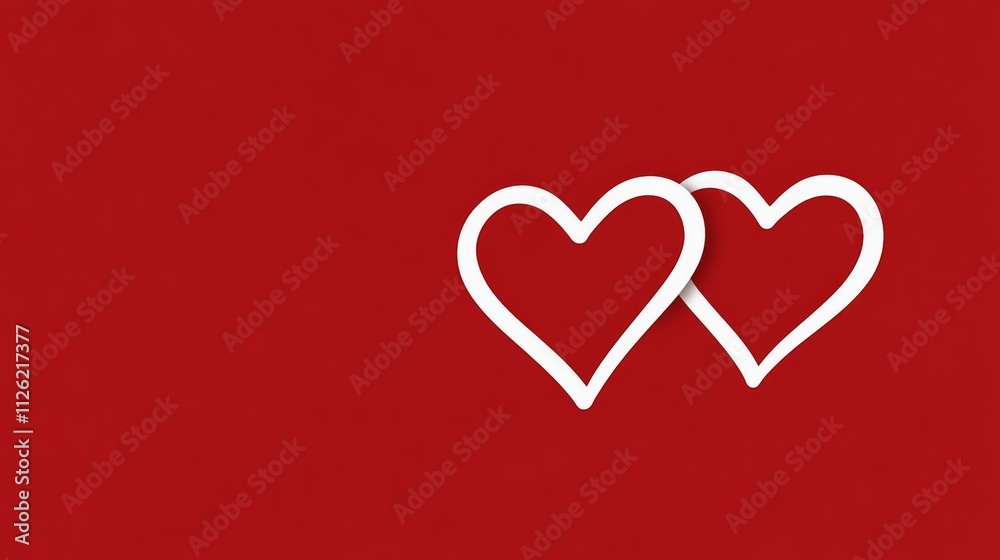 Two hearts are on a red background. Concept of love and affection Two hearts are on a red background. Concept of love and affection