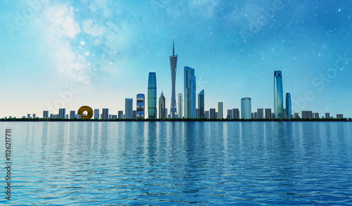 Skyline of Landmark Buildings in the Greater Bay Area of Guangdong Province, China