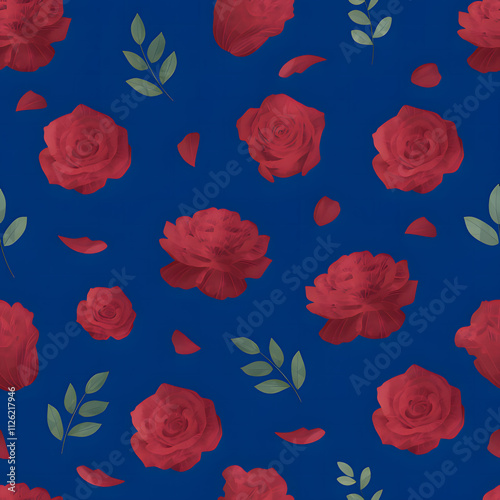 Wallpaper Mural Seamless pattern of roses with dark blue background Torontodigital.ca