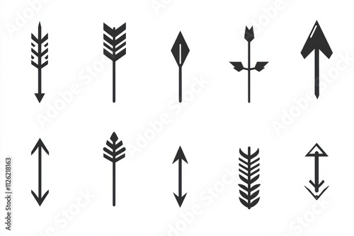 Collection of various arrow designs showcasing different styles and shapes in a minimalist arrangement