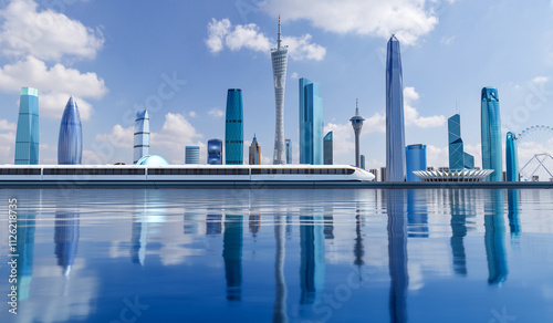 Skyline of Landmark Buildings in the Greater Bay Area of Guangdong Province, China photo