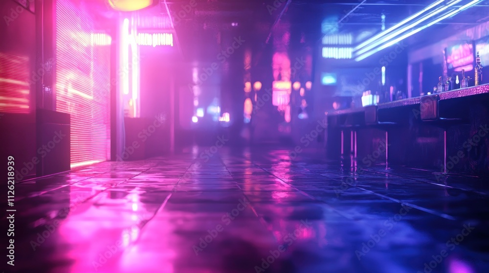 Fototapeta premium Neon Nightscape: Cyberpunk City Bar