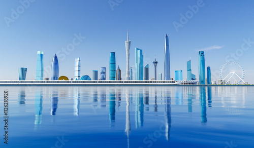 Skyline of Landmark Buildings in the Greater Bay Area of Guangdong Province, China