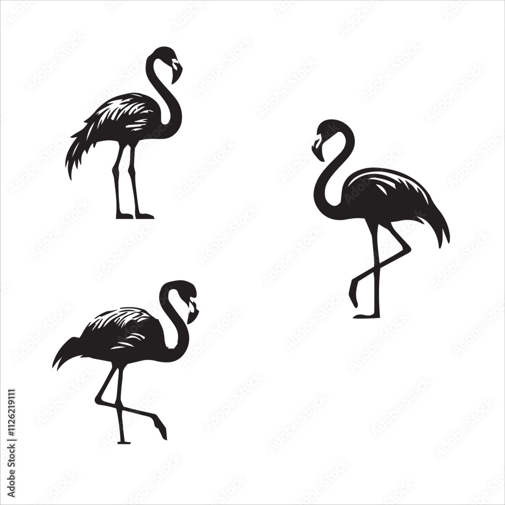 Obraz premium Elegant Flamingo Silhouette - Clean Vector Art on White Background