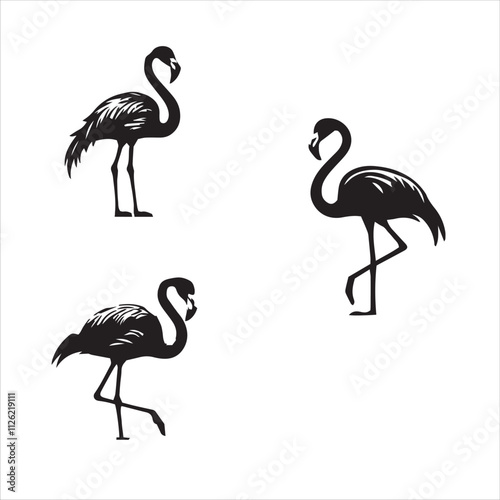 Elegant Flamingo Silhouette - Clean Vector Art on White Background