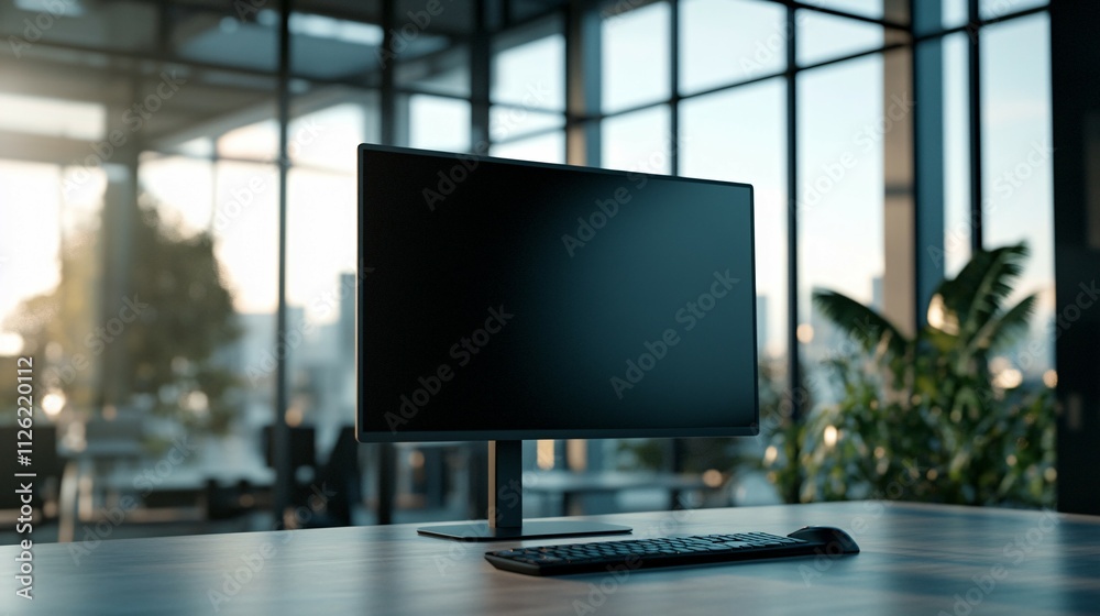 Fototapeta premium Modern Desktop Computer In Office Setting