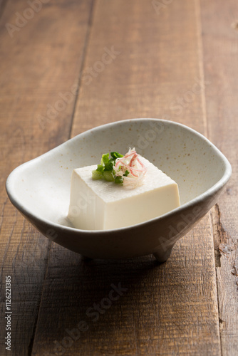 Chilled tofu with myoga, green onion photo