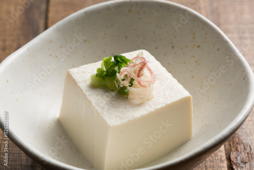 Chilled tofu with myoga, green onion photo