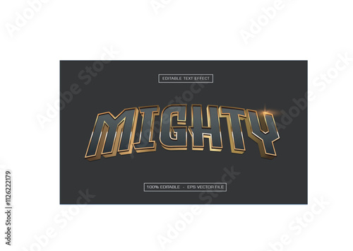 Mighty Text Effect, Editable 3D Gold Text Style