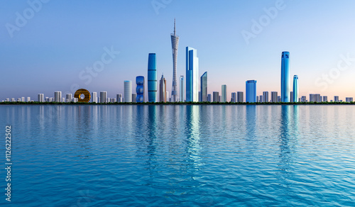 Skyline of Landmark Buildings in the Greater Bay Area of Guangdong Province, China