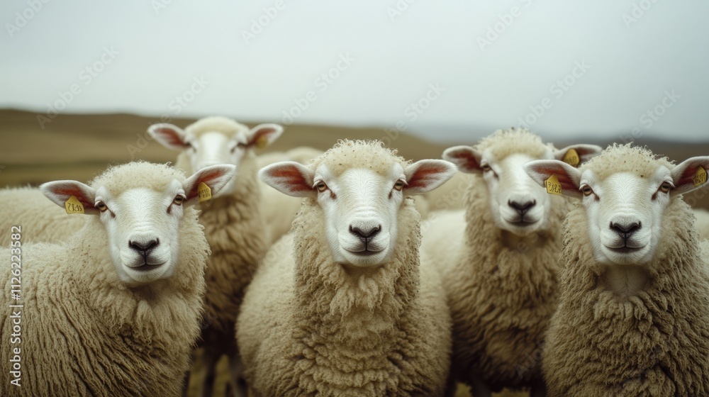 Sheep Looking at the Camera in a Field Sheep Looking at the Camera in a Field