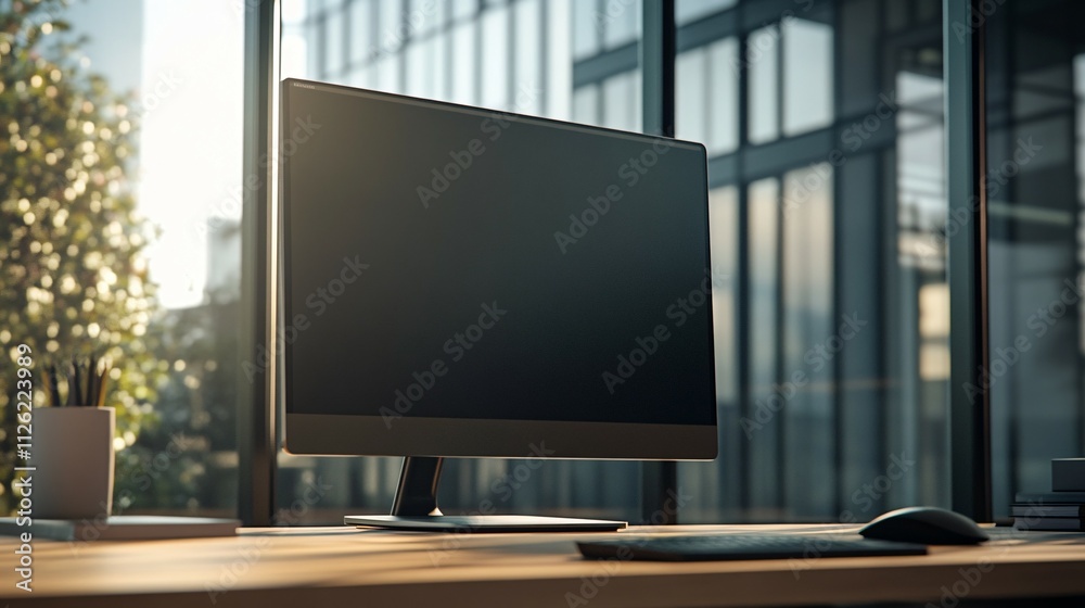 Modern Desktop Computer Screen Near Window Modern Desktop Computer Screen Near Window
