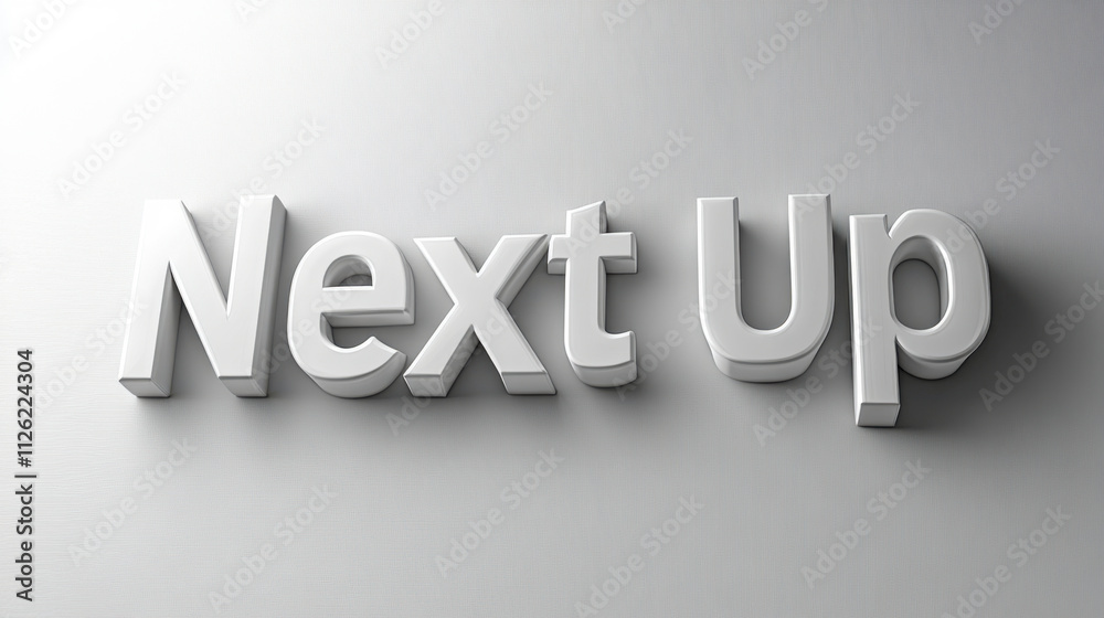 3d text displaying 'next up' in modern grey design setting 3d text displaying 'next up' in modern grey design setting