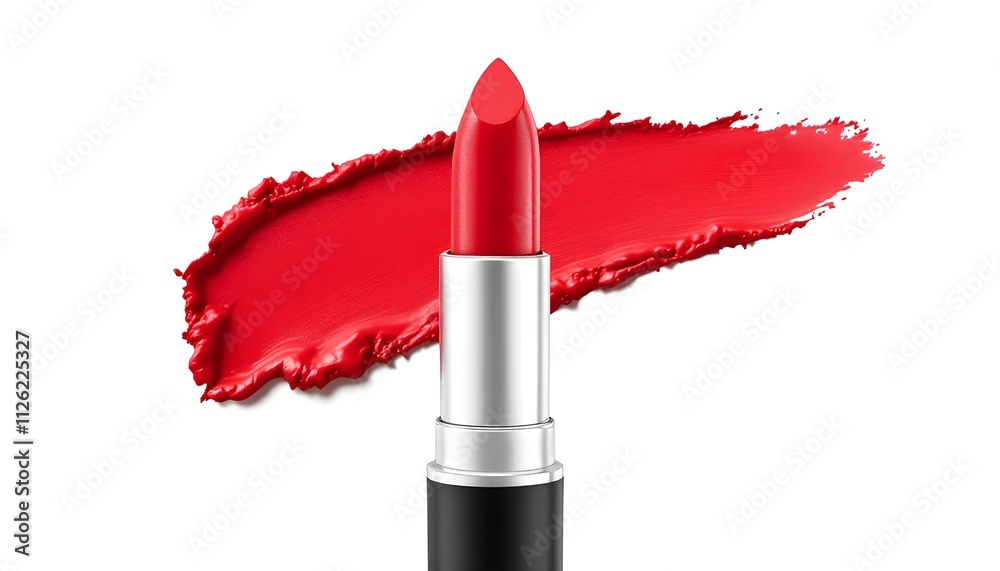 Obraz premium lipstick, tube, red, bright, shade, isolated, white, background, makeup, cosmetics, beauty, vibrant, bold, fashion, glamour, feminine, elegant, stylish, detailed, realistic, highresolution, closeup, 
