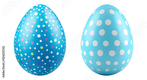 Blue Easter egg with small, colorful dots, clipart isolated on transparent background, png