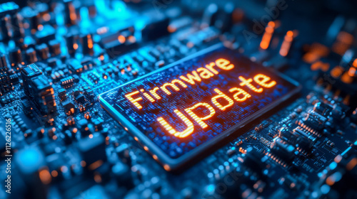 Wallpaper Mural Close-up of circuit board with glowing firmware update concept Torontodigital.ca