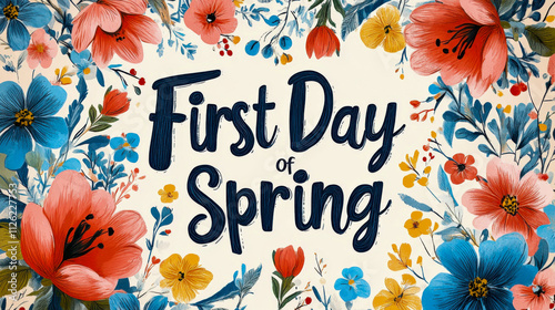 Wallpaper Mural Colorful floral design celebrating the joyful arrival of the first day of spring Torontodigital.ca