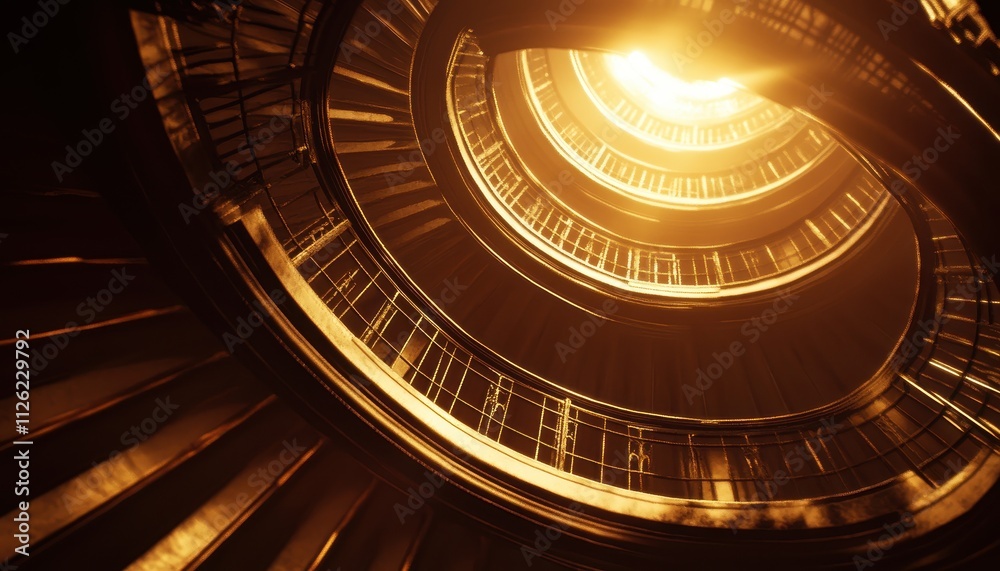 Captivating Spiral Staircase in Warm Sepia Tones Captivating Spiral Staircase in Warm Sepia Tones