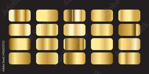 Golden gradients set. Metallic gold gradients. Elegant gold swatch palette collection. A creative element for your design or logo banner and website
