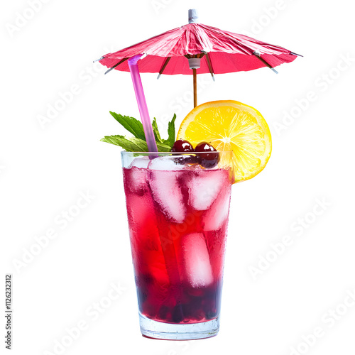 Refreshing summer drink with transparent ice isolated in a vibrant studio environment capturing fun and relaxation