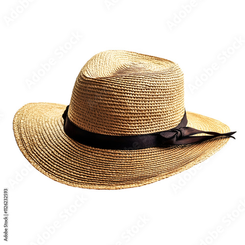 Summer isolated transparent straw hat on a beach lifestyle outdoors relaxing vibe