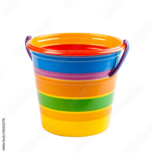Summer fun with an isolated transparent bucket in a colorful environment capturing vibrant outdoor playtime