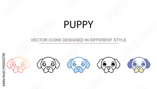 Puppy icon design with white background stock illustration