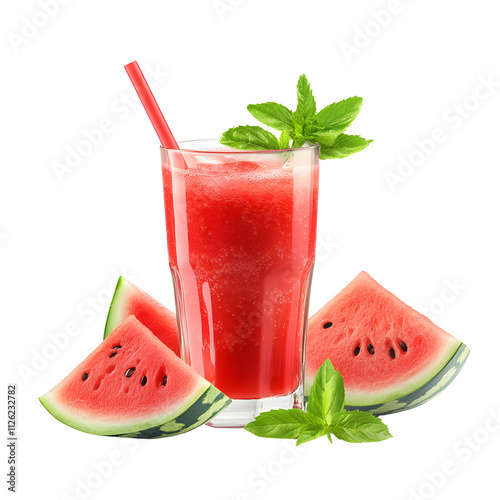 Refreshing summer watermelon drink transparent background vibrant beverage house eye-level refreshment concept