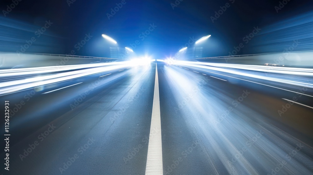 Night Highway with Light Trails Night Highway with Light Trails