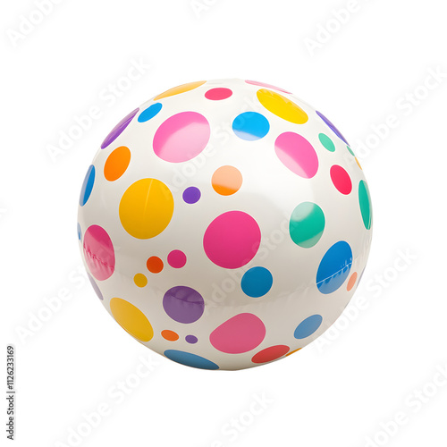 Isolated summer fun with a transparent beach ball colorful polka dots outdoor recreation playful environment vibrant viewpoint