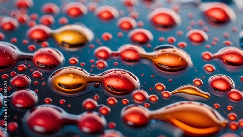 Wallpaper Mural Red heart bubbles flowing through a watery pattern, a valentine's day illustration Torontodigital.ca