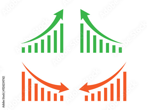 Graph going up and down sign isolated vector illustration