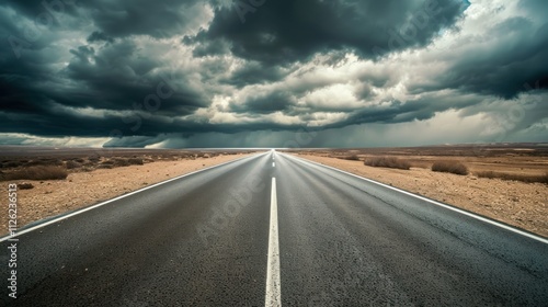 Road Leading Through Dark Clouds